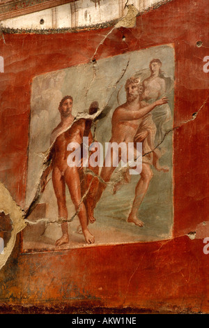 Herculaneum. Kampanien. Italien. 1. Jahrhundert A.D Fresko Herakles und Achelous im Collegio degli Augustali (Halle Der augustales). Stockfoto