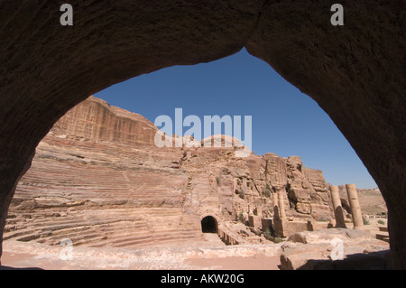 Jordanien, Petra, Nabatäisch Theater. Stockfoto