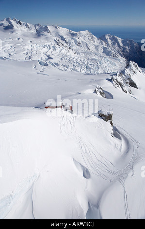 Centennial Hütte über Franz Josef Glacier Westküste Südinsel Neuseeland Antenne Stockfoto