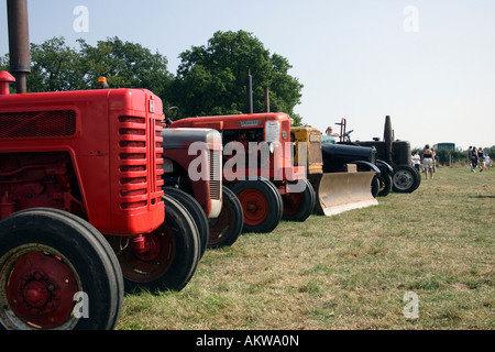 Linie von Oldtimer-Traktoren auf Wokingham Country Show, Berkshire 2005 Stockfoto
