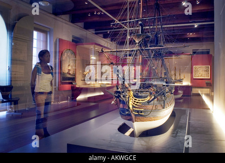 Schiffsmodell im maritime Museum in Amsterdam Stockfoto