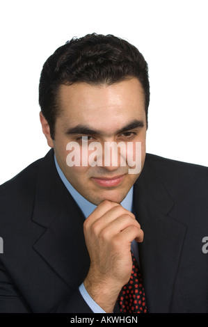 Geschäftsmann Hand am Kinn Stockfoto
