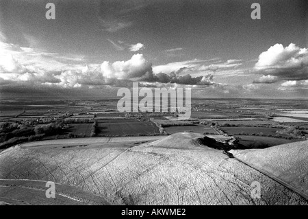 die Krippe Uffington Berkshire England uk schwarz / weiß Stockfoto