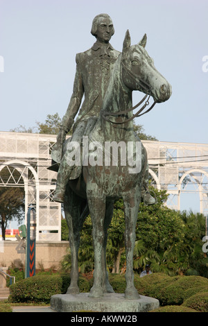 Statue von Bernardo de Galvez Eingang zum Riverwalk Marketplace New Orleans Louisiana USA Stockfoto