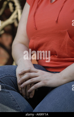 Eine Person, die gefalteten Hände. Stockfoto