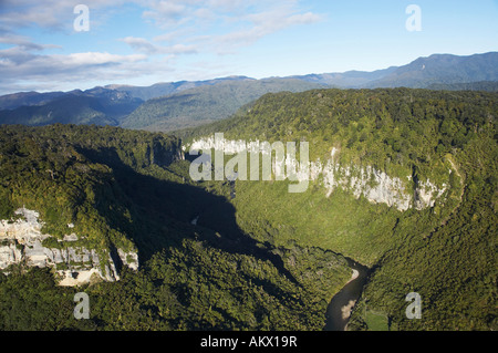 Pororari River Gorge Punakaiki Paparoa Nationalpark Westküste Südinsel Neuseeland Antenne Stockfoto