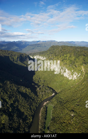 Pororari River Gorge Punakaiki Paparoa Nationalpark Westküste Südinsel Neuseeland Antenne Stockfoto