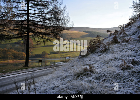 frostigen Bank sonnigen Bank Ladybower Reservoir Peak District Nationalpark Behörde Derbyshire England uk gb Stockfoto