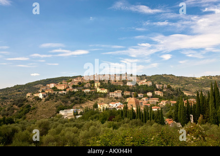 Schauen Sie sich Seggiano Toskana Italien Stockfoto