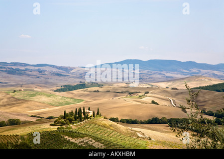 Blick auf das Tal Val d ' Orcia Crete Toskana Italien Stockfoto
