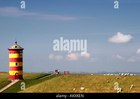 Leuchtturm von Pilsum, Norther Meer Küste, Pilsum, Deutschland Stockfoto