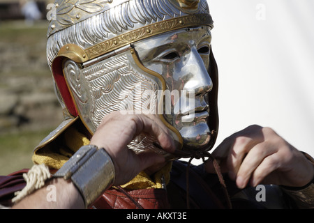 Corbridge Hadrians Wall Roman Signifers Standardträger zeremonielle Maske Stockfoto