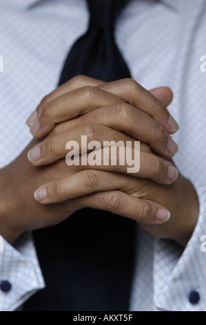 Eine Person, die gefalteten Hände. Stockfoto