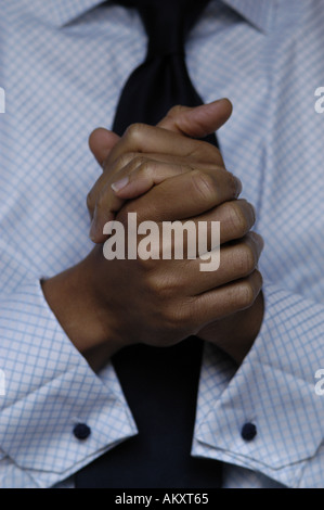 Eine Person, die gefalteten Hände. Stockfoto