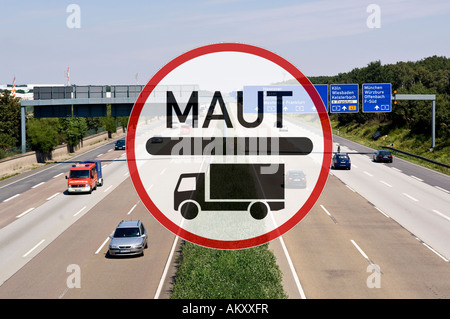 Maut für LKWs auf Autobahnen Stockfoto