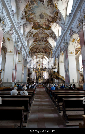 Fürstliche Kirche, Innenansicht, Amorbach, Hessen, Deutschland Stockfoto