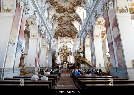 Fürstliche Kirche, Innenansicht, Amorbach, Hessen, Deutschland Stockfoto