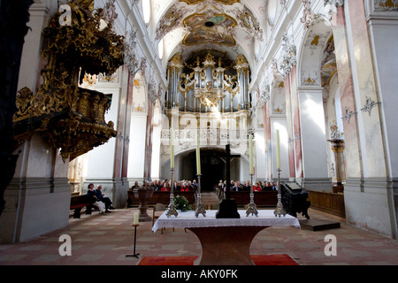 Fürstliche Kirche, Innenansicht, Amorbach, Hessen, Deutschland Stockfoto