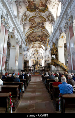 Fürstliche Kirche, Innenansicht, Amorbach, Hessen, Deutschland Stockfoto