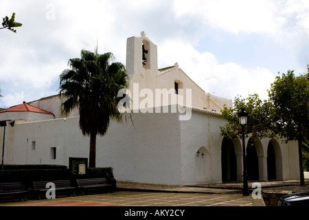Kirche im Dorf Sant Carles de Peralta, Ibiza, Balearen, Spanien Stockfoto