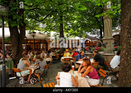 Hofbrauhaus Biergarten, München, Bayern, Deutschland Stockfoto