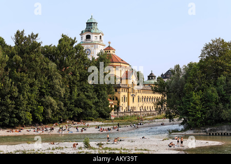 Muellersches Volksbad, Isarauen, München, Bayern, Deutschland Stockfoto