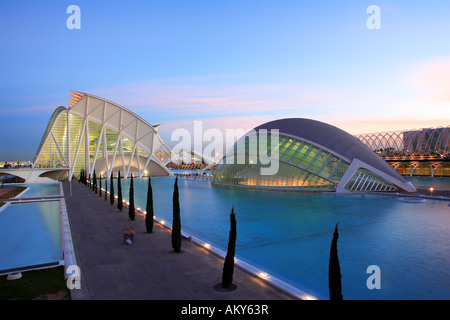 Spanien, Valencia, Stadt der Künste und Wissenschaften vom Architekten Santiago Calatrava, Prinz Felipe Sciences museum Stockfoto