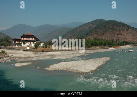 Punakha Dzong (Pungthang Dechen Dzong), Bhutan, Himalaya Stockfoto