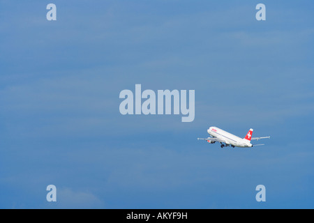 Abnehmen, Schweizer Flugzeug, Zürich Flughafen, Schweiz, Europa Stockfoto