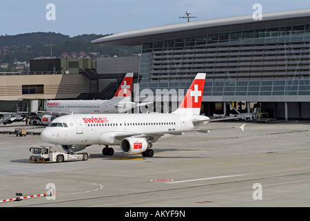 Swiss Air Flugzeuge, Zürich Flughafen, Schweiz, Europa Stockfoto