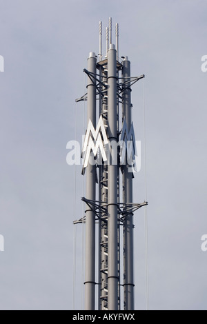 MM, Werbung-Symbol für die Leipziger Messe, Sachsen, Deutschland, Europa Stockfoto