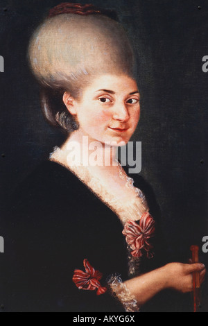 Porträt von Mozarts Schwester "Nannerl", Mozartwohnung in St. Gilgen, Geburtshaus von Mozarts Mutter, Salzburg, Österreich Stockfoto