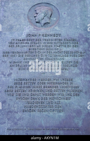 Gedenktafel von Kennedy, Schöneberg, Berlin, Deutschland Stockfoto