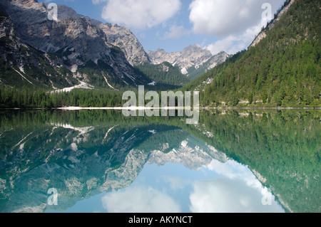 Pragser Wildsee, Lago di Braies, Pustertal, Südtirol, Italien Stockfoto