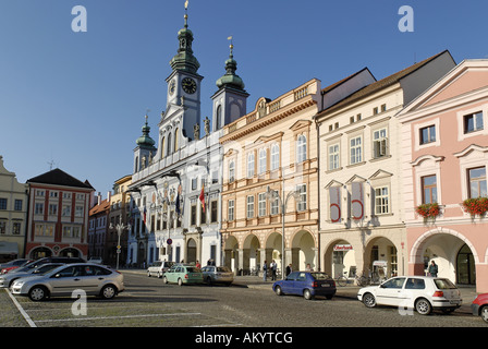 Historische alte Stadt Ceske Budejovice, Budweiser, Budvar, Süd-Böhmen, Tschechische Republik Stockfoto