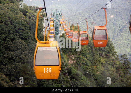 Seilbahn zum Purple Cloud Tempel, Wudang Gebirge, China Stockfoto