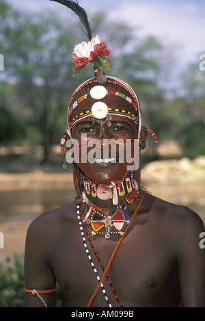 Junge Samburu Krieger oder Moran Stockfoto