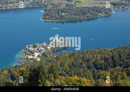 Blick vom Pyramidenkogel in Maria Wörth, Kärnten, Österreich Stockfoto