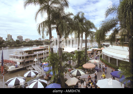 Australien, Queensland, Brisbane. Eagle street Wharf, Sonntagsmarkt Stockfoto