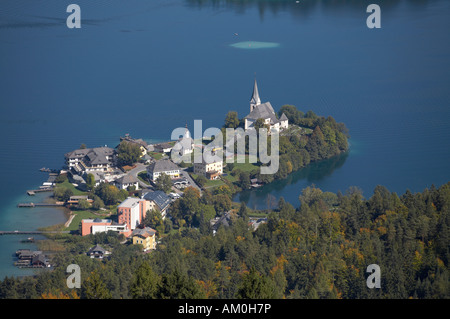 Blick vom Pyramidenkogel in Maria Wörth, Kärnten, Österreich Stockfoto