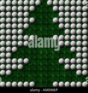 Weihnachtsbaum gemacht von Golfbällen Stockfoto