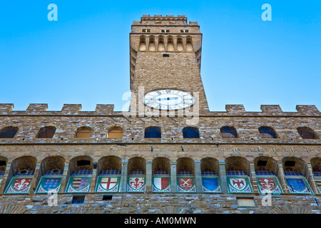 Palazzo Vecchio mit der Arnolfo Turm Piazza della Signoria Florence Toskana Italien Stockfoto