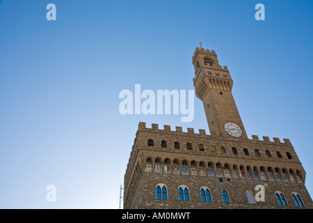 Palazzo Vecchio mit der Arnolfo Turm Piazza della Signoria Florence Toskana Italien Stockfoto