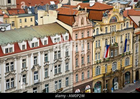 Hausfassaden in der alten Stadt Square Prag Tschechien Stockfoto