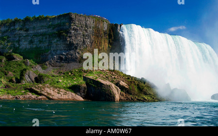 Niagarafälle, Ontario, Kanada - Ein atemberaubender Blick auf die berühmten Horseshoe Falls, die in den Niagara River stürzen. Stockfoto