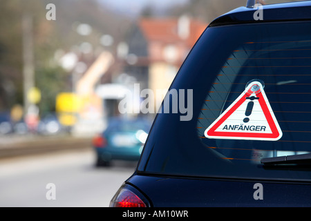 Anfänger-Schild am Auto Stockfotografie - Alamy