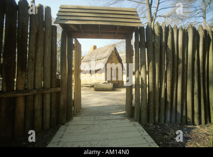 Außenbereich von Gebäuden im historischen Stätte der ersten englischen Kolonie Jamestown, Virginia Stockfoto