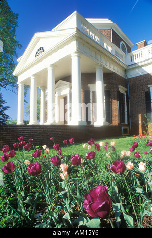 Lange Sicht von Thomas Jefferson s Monticello Blick auf die West vorderen Kreisel Walk im Frühjahr Charlottesville Virginia Stockfoto