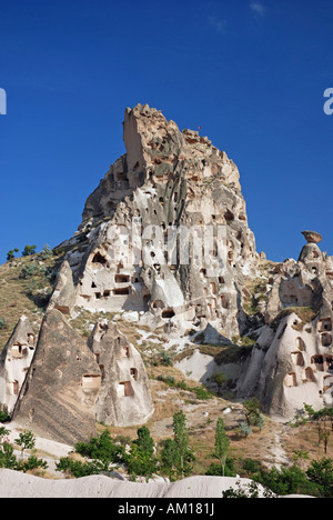 Tuff rock von Uchisar, in der Nähe von Göreme, Kappadokien, Türkei Stockfoto