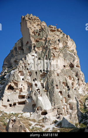 Tuff rock von Uchisar, in der Nähe von Göreme, Kappadokien, Türkei Stockfoto